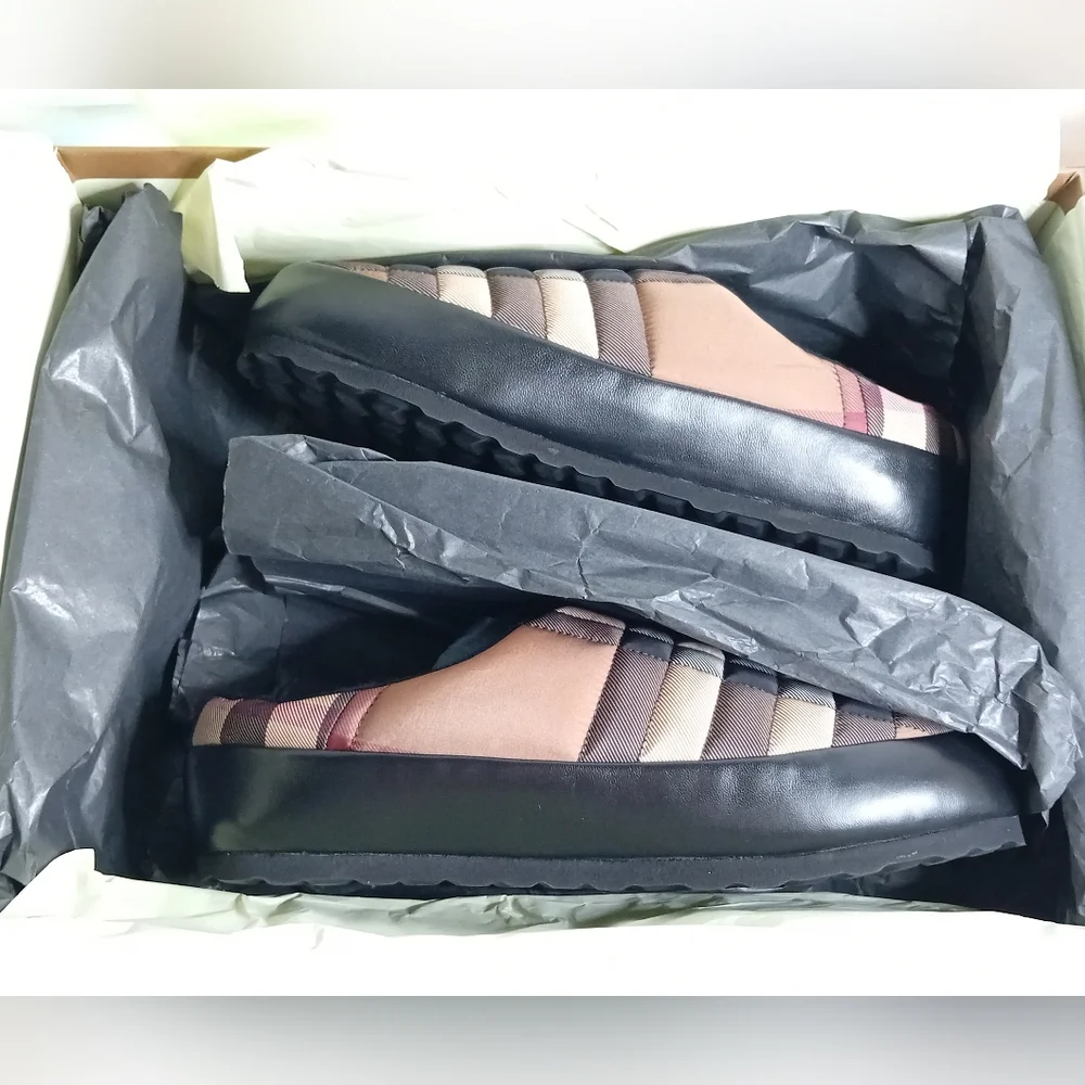 New Authentic BURBERRY SLIPPERS AND CLOGS MEN FABRIC BROWN BIRCH